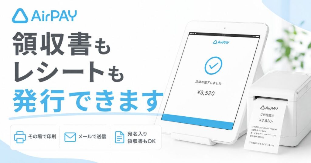 エアペイは領収書もレシートも発行OK！宛名入りはAirレジ併用・印刷とメール送信に対応｜Airペイ