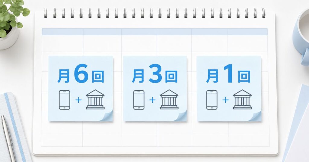 エアレジの入金サイクルが決済アプリと振込先銀行で月6回・月3回・月1回に分かれる仕組み