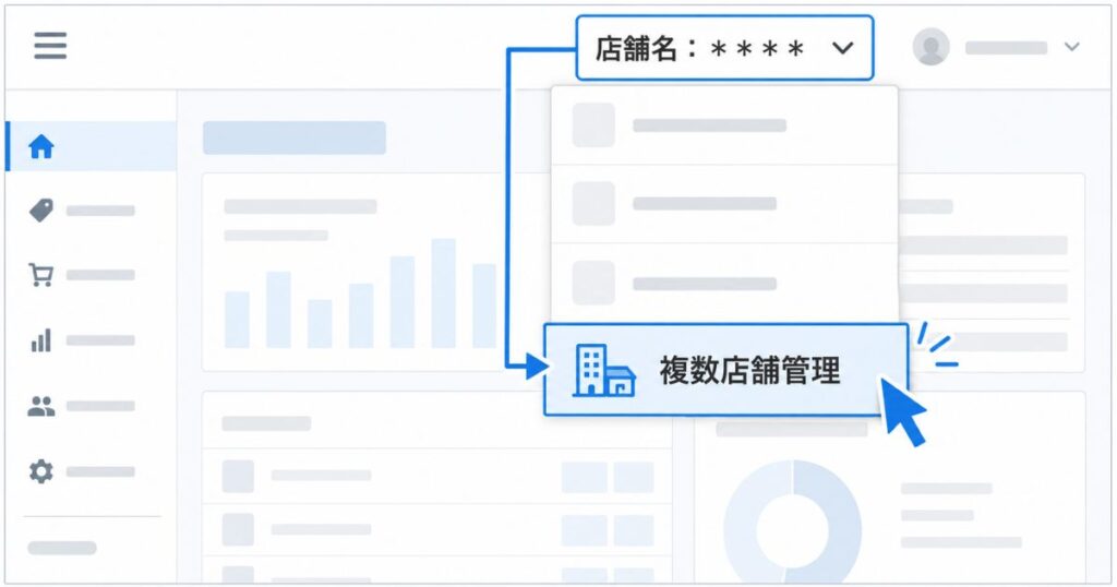 エアレジで2店舗目を追加する複数店舗管理メニューの画面