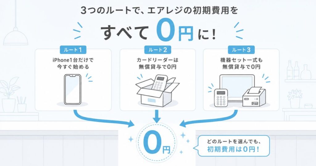 エアレジの初期費用を0円にする3つのルートとカードリーダー無償貸与の仕組み