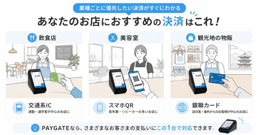 業種ごとに優先したいPAYGATEの対応決済ブランドの選び方