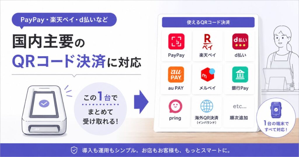 PayPayや楽天ペイなど国内主要のQRコード決済に対応するアルファノートの決済端末