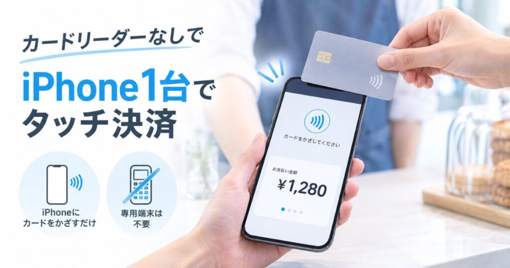 エアペイ タッチでiPhoneにカードをかざして決済している様子