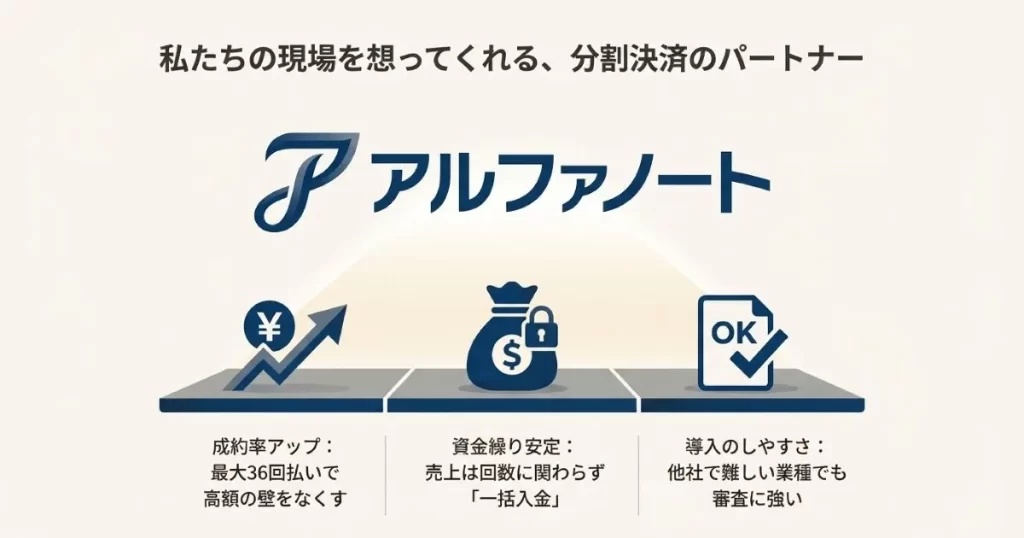 大手決済サービスとはここが違う！高額商材を扱う事業主がアルファノートを選ぶ決め手