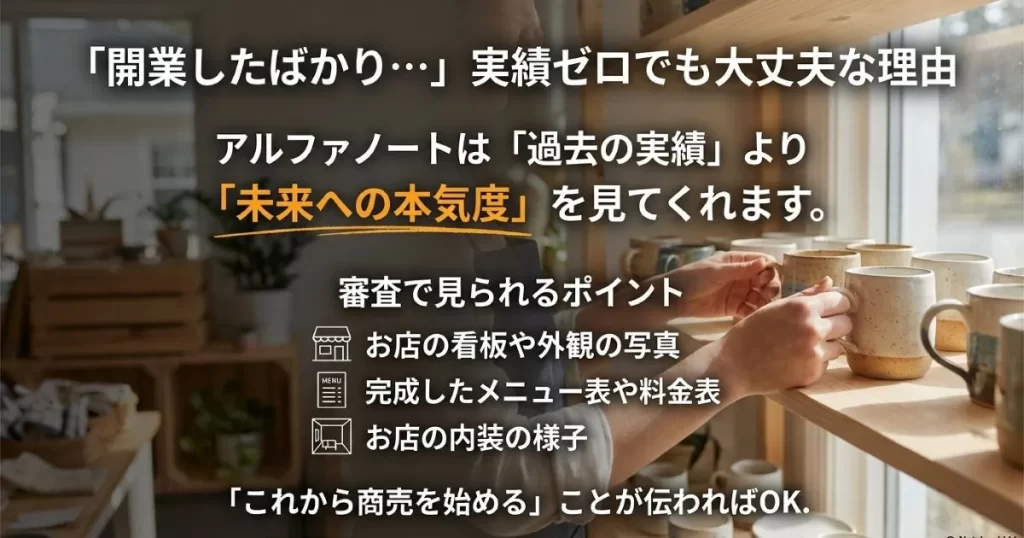 アルファノートの審査で見られる看板、メニュー表、内装写真などの未来への本気度チェックポイント