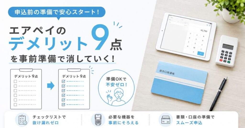 エアペイのデメリット9点を申込前の準備で消していくイメージ