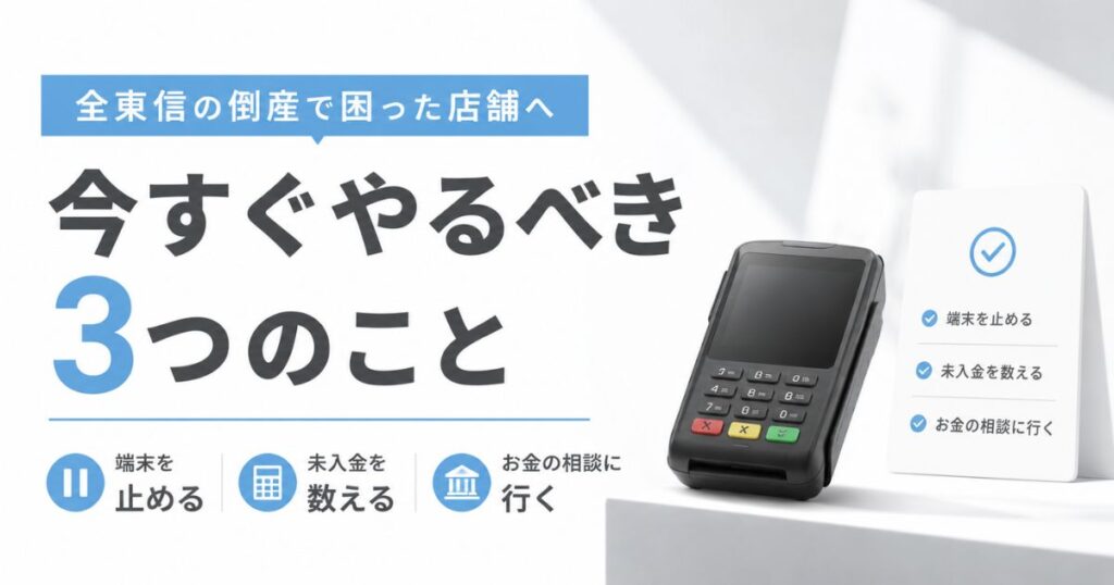 全東信の倒産で困った店舗が今すぐやるべきこと5つと端末停止から未入金集計までの進め方