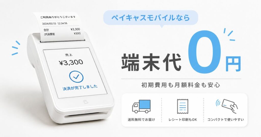 ペイキャスモバイルの端末代0円と月額料金のイメージ