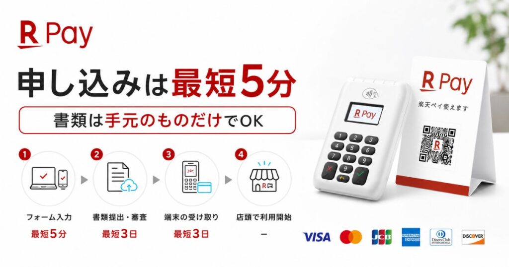 楽天ペイの申し込み方法は最短5分！法人と個人の必要書類やプリンターとレジ連携も最短3日で導入