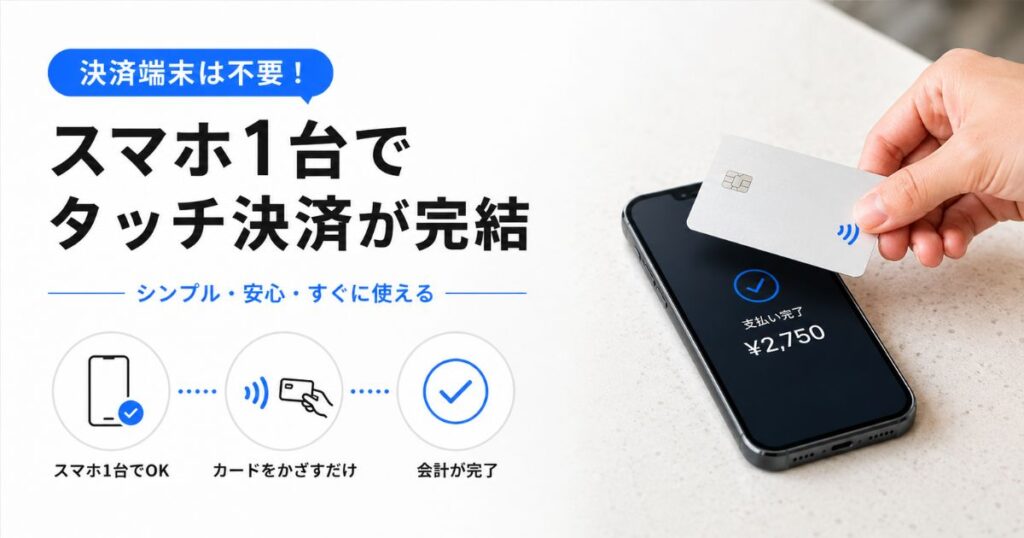 スマホだけでカードのタッチ決済を受け付けているSquareのスマホでタッチ決済の会計シーン