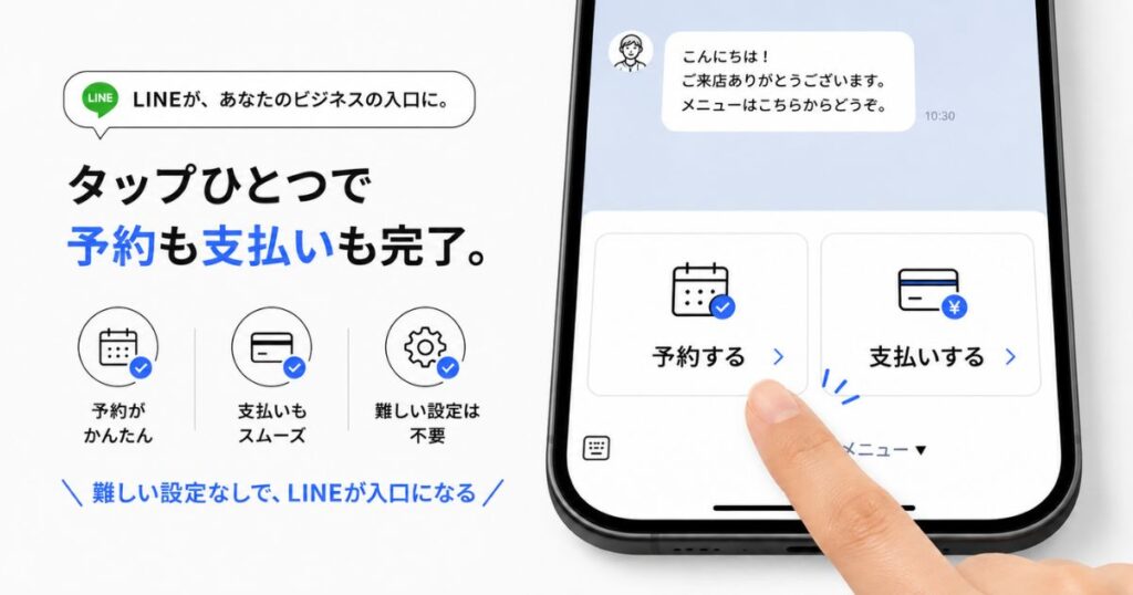 LINE公式アカウントのリッチメニューからSquare 予約へ進む画面
