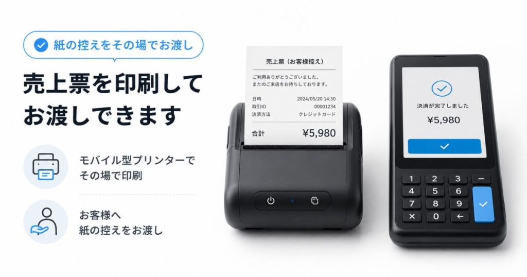 STORES 決済端末に対応したレシートプリンターで売上票を印刷している様子