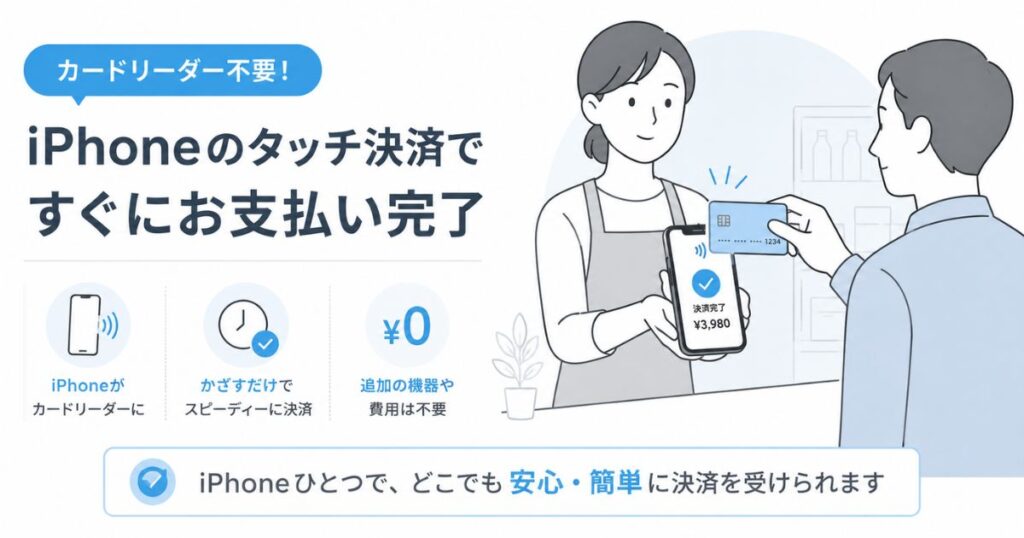 カードリーダーの代用としてiPhoneのタッチ決済で支払いを受ける場面